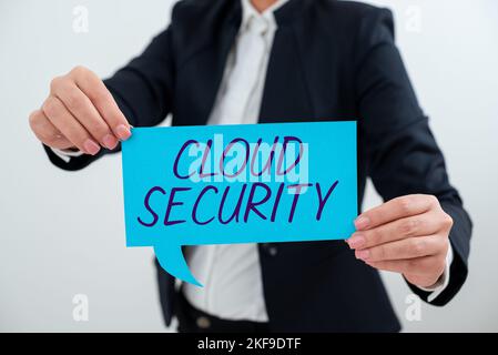 Hand writing sign Cloud Security. Word Written on Imposing a secured system of existing data in the Internet Stock Photo