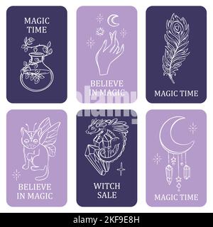 ASTROLOGY ELEMENTS Mystical Occult Esoteric Symbol Set Tarot Card Banner Flyer Poster Brochure Sticker Esoteric Witchcraft Hand Drawn Vector Sketch Ha Stock Vector