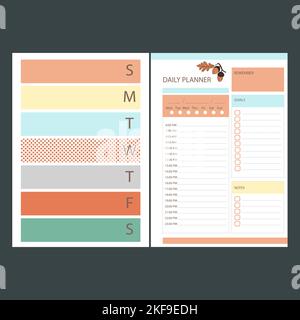 AUTUMN DAILY PLANNER Printable Template Business Organizer Schedule Page For A Day For Effective Planning Paper Sheet Design Clip Art Vector illustrat Stock Vector