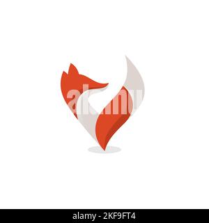 V Fox Logo Design. Fox Illustration. Letter V Stock Vector