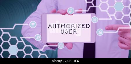Text caption presenting Authorized User. Business approach person granted permission to manage access or make decisions Stock Photo