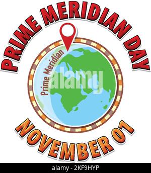 Prime Meridian Day Logo Concept illustration Stock Vector