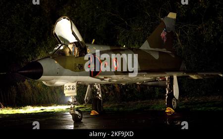 The Dassault Mirage III is a family of single/dual-seat, single-engine, fighter aircraft developed and manufactured by French. Stock Photo