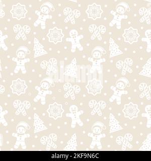 Christmas seamless pattern with gingerbread man cookies Stock Vector