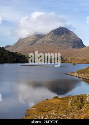 Liathach from Loch Clair in Autumn. Glen Torridon, Highland, Scotland Stock Photo