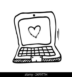Doodle laptop icon in vector. Hand drawn laptop icon. Doodle computer icon. Hand drawn computer icon. Stock Vector