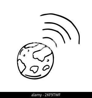 world internet network sketch icon vector. Hand drawn doodle line art world internet network sign. isolated symbol illustration Stock Vector