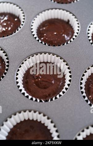 Unicorn rainbow chocolate cupcake Stock Photo