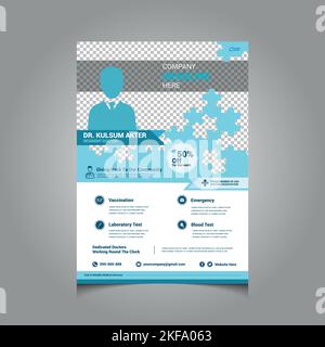 Modern medical and health doctor flyer design printing and presentation vector templates in A4 size Stock Vector