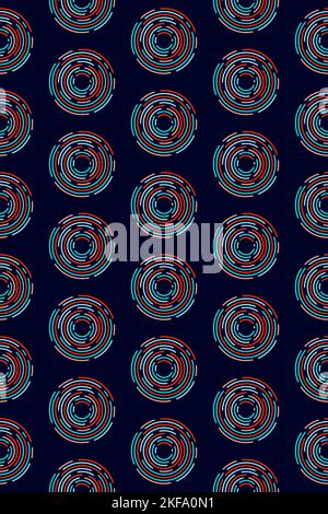 Colorful concentric arcs, seamless pattern, fun geometry, punchy forms and colors Stock Vector