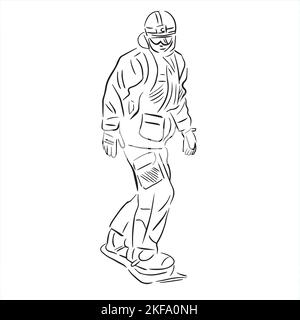winter sport, snowboarding collection. Hand drawing. snowboarder vector sketch Stock Vector