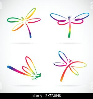 Vector group of dragonfly sketch on white background. Easy editable layered vector illustration. Wild Animals. Stock Vector