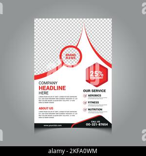Unique fitness gym club or body building A4 size flyer design template. Eps10. Stock Vector