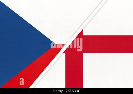 Czech Republic and England, symbol of country. Czechia vs English national flags. Relationship and partnership between two countries. Stock Photo