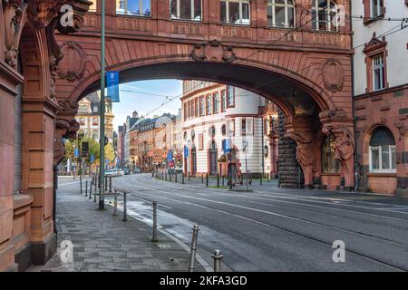 Frankfurt am Main, Germany - October 17th, 2022: Streets of Frankfurt am Main, beautiful city in Germany where modern and historic architecture meet. Stock Photo