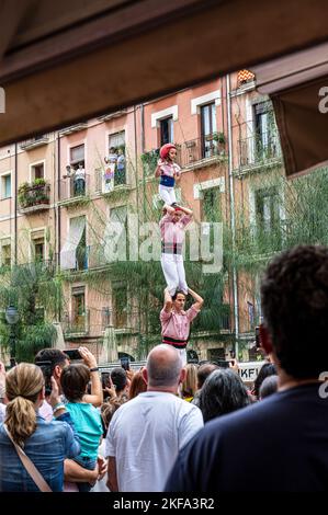 Human tower in Tarragona Spain Stock Photo