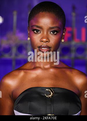 Joy Sunday arrives at the premiere of "Wednesday" on Wednesday, Nov. 16