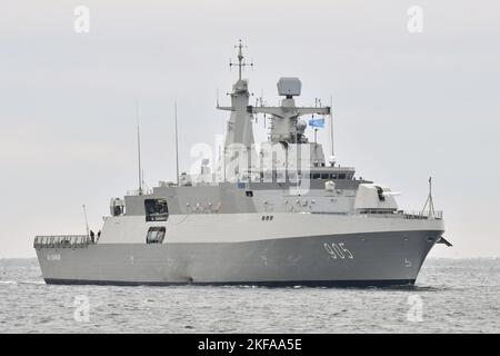 Egyptian Navy's Meko 200 frigate AL-QAHHAR arrives at the port of Kiel ...