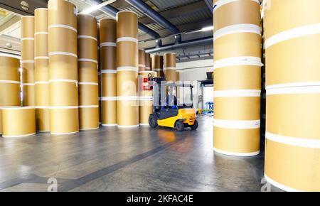 Storage Of Paper Rolls In A Large Print Shop Stock Photo - Download Image  Now - Business, Construction Industry, Delivering - iStock