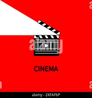 Clapperboard on a red background. Movie poster. Flat vector illustration. Stock Vector