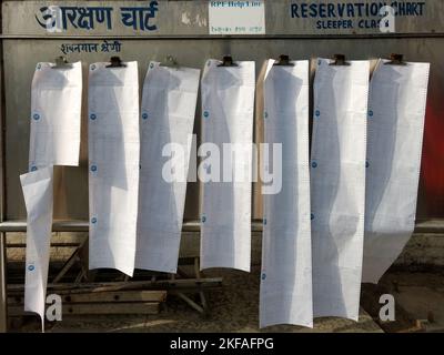 New Delhi, India - May 10, Reservation Chart Board For Sleeper Class, Railway Station Stock Photo