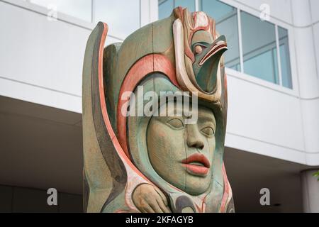 Native Alaskan Totem Pole Figure in Skagway, Alaska Stock Photo - Alamy