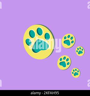 Set of animal paw print. Dog or cat footprint vector icon illustration Paw prints, icon. Vector paw. Dog, puppy, cat, bear, wolf. Legs. Foot prints. Stock Vector