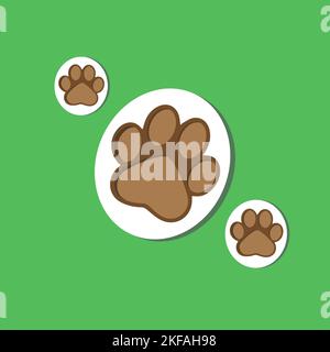 Set of animal paw print. Dog or cat footprint vector icon illustration Paw prints, icon. Vector paw. Dog, puppy, cat, bear, wolf. Legs. Foot prints. Stock Vector