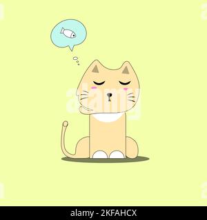 Vector illustration character cat sleeping. Cute kitty cat vector illustration set with different cat breeds, toys, and food. Draw doodle style. Stock Vector