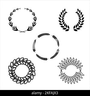 Laurel Wreath Flora theme on a white background set Stock Vector Image ...