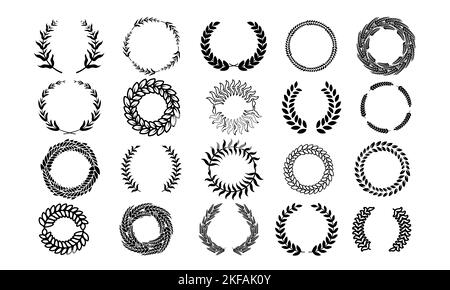 Laurel Wreath Flora theme on a white background set Stock Vector Image ...