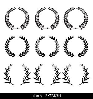 Laurel Wreath Flora theme on a white background set Stock Vector Image ...