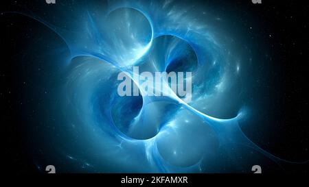 Blue glowing futuristic wormhole portal in space concept , computer generated abstract background Stock Photo
