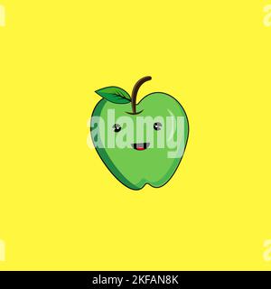 Cartoon pear and apple Cute funny happy for education, mascot character logo, flat cartoon illustration icon, children's book illustration, sticker Stock Vector
