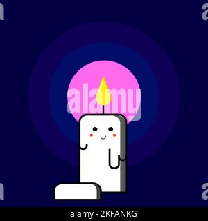 Candle cute icon design with blue gradient color background. flat design Stock Vector