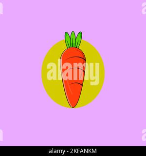 Carrot icon. Vector illustration, Isolated carrot vector with simple design. Carrot icon in a flat design on a purple background. Stock Vector