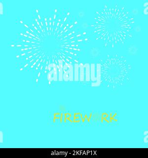 Firework over the city. New year fireworks decoration isolated on blue background vector illustration Stock Vector
