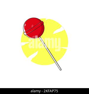 Red candy Lollipop. Lollipop on a stick isolated on white background Stock Vector