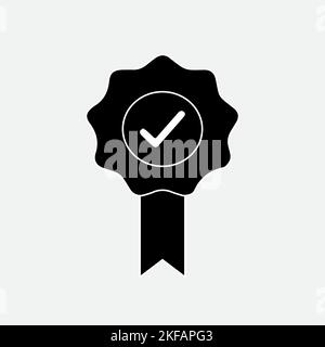 Rosette stamp icon, Approved or certified medal icon in a flat design. High quality reward. Editable Stroke. Can be used for digital product Stock Vector