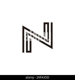 Letter N line, doubles geometric symbol simple logo vector Stock Vector