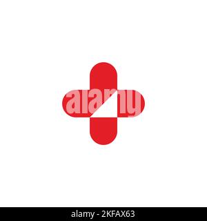 Heart and plus geometric symbol simple logo vector Stock Vector