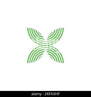 Letter H leaves, striped geometric symbol simple logo vector Stock Vector