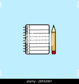 Lesson pencil notebook icon. Flat illustration of lesson pencil notebook vector icon for web design Stock Vector