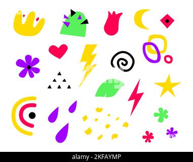 Simple neon shapes - flat design style icons set Stock Vector