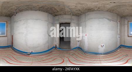 Repair in the bathroom. Full 360 degrees panorama in equirectang Stock Photo