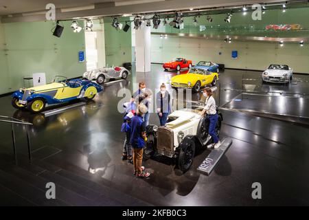 Munich, Germany - July 08, 2021: BMW Museum interior, it is an automobile museum of BMW history located near the Olympiapark in Munich, Germany Stock Photo