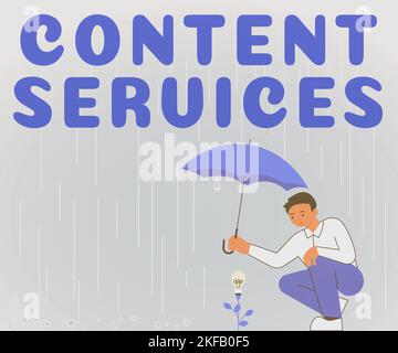 Writing displaying text Content Services. Business idea delivers the content on demand to the service consumer Stock Photo