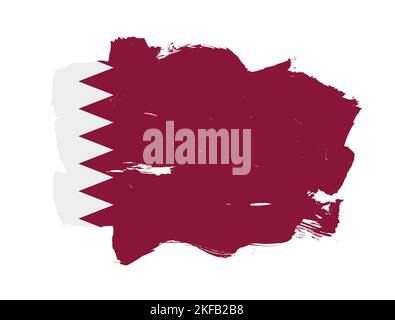 Painted flag of qatar with stroke brush effect on white background Stock Photo