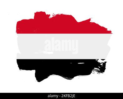 brush painted flag of Yemen isolated on white background Stock Photo ...