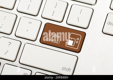 Keyboard with Coffee Break button, work concept. High quality photo Stock Photo
